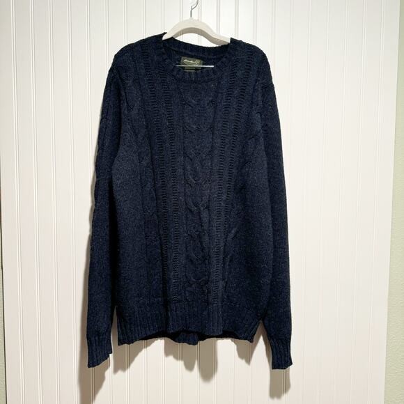Eddie Bauer Other - Eddie Bauer Wool Cableknit Sweater Navy Blue Size XL